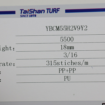 18 มิลลิเมตรหญ้าเทียม Dtex 5500 พร้อม PP Double Backing สําหรับงานกีฬาระดับโลก