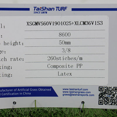 50 มิลลิเมตร ความสูงของค้อน 9600 Dtex ความทนทานต่อ UV หญ้าเทียมสําหรับการปลูกผืนดินเพื่อการพักผ่อน